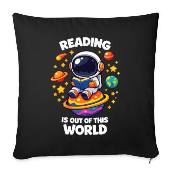 Reading is out of this world - Sofa pillowcase 17,3'' x 17,3'' (45 x 45 cm) - black - Front