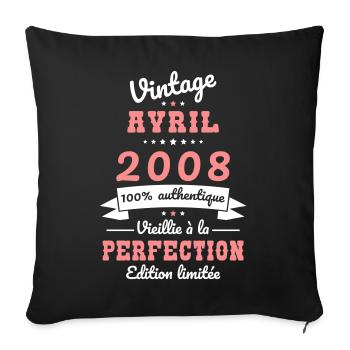 18th Birthday - Vintage - April 2008 - Sofa pillowcase 17,3'' x 17,3'' (45 x 45 cm) - black - Front