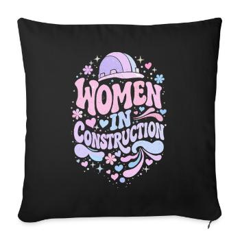 Women in Construction – Pastel Retro - Housse de coussin décorative 45 x 45 cm - noir - Devant