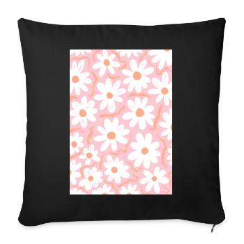 Marguerites roses - Housse de coussin décorative 45 x 45 cm - noir - Devant