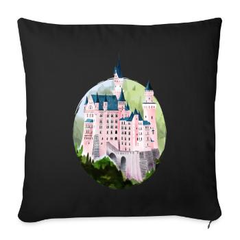 Château de Neuschwanstein, Bavière, Allemagne - Housse de coussin décorative 45 x 45 cm - noir - Devant