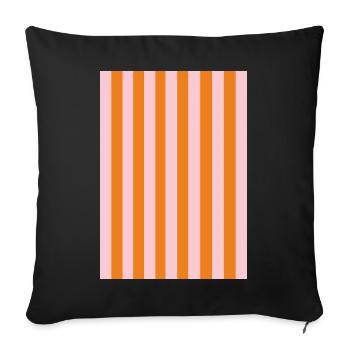 Stripes - orange pink personalizable - Sofa pillowcase 17,3'' x 17,3'' (45 x 45 cm) - black - Front