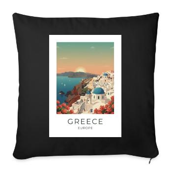 Santorini Sunset Coastal View - Sofa pillowcase 17,3'' x 17,3'' (45 x 45 cm) - black - Front