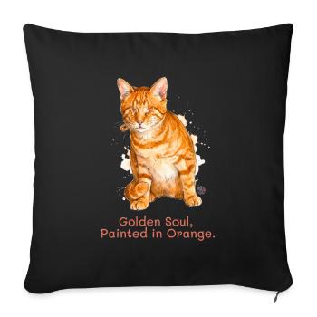 Chat Orange de l’Âme Doré. - Housse de coussin décorative 45 x 45 cm - noir - Devant