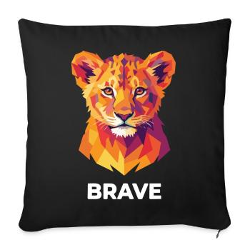 Brave Geometric Lion Cub Pop Art - Sofa pillowcase 17,3'' x 17,3'' (45 x 45 cm) - black - Front