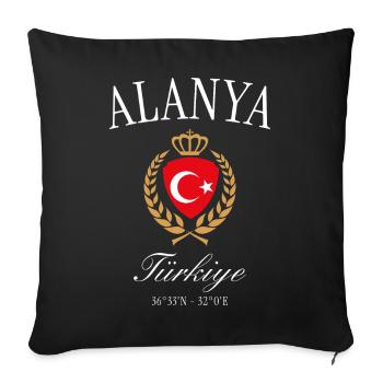Alanya Türkei Wappen Krone – Reise Souvenir - Sofakissenbezug 45 x 45 cm - Schwarz - Vorne