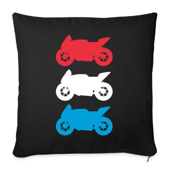 Moto Luxembourg Drapeau Motorsport Biker - Housse de coussin décorative 45 x 45 cm - noir - Devant