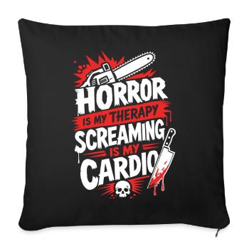 La thérapie de l’horreur, c’est mon cardio - Housse de coussin décorative 45 x 45 cm - noir - Devant