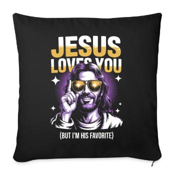 T-shirt préféré de Jesus Loves You - Housse de coussin décorative 45 x 45 cm - noir - Devant