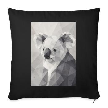 Geometric Koala Polygon Art - Sofa pillowcase 17,3'' x 17,3'' (45 x 45 cm) - black - Front