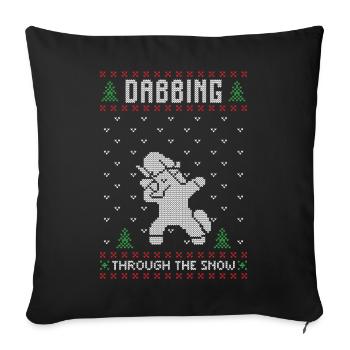 Santa-Einhorn-Hässlicher Weihnachtspullover abtupfen - Sofakissenbezug 45 x 45 cm - Schwarz - Vorne