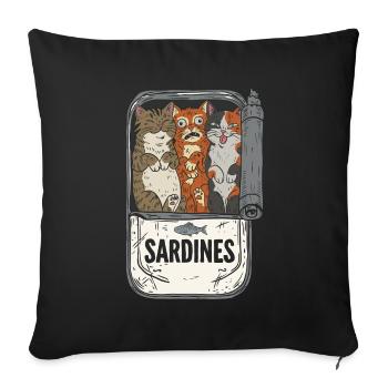 Des chatons dans une boîte de sardines - Housse de coussin décorative 45 x 45 cm - noir - Devant
