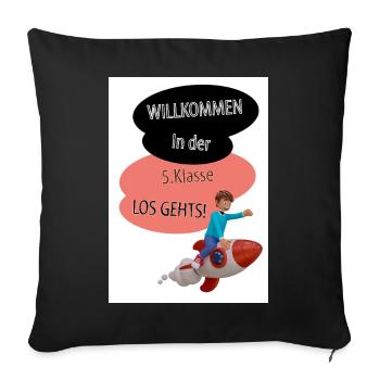 Willkommen 5.Klasse Raketenstart - Sofakissenbezug 45 x 45 cm - Schwarz - Vorne