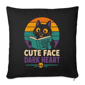 Cute Face Dark Heart Horror Cat - Sofa pillowcase 17,3'' x 17,3'' (45 x 45 cm) - black - Front