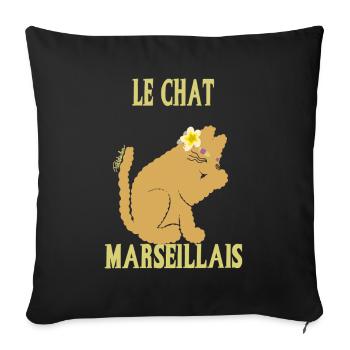 Le Chat Marseillais Floral - Housse de coussin décorative 45 x 45 cm - noir - Devant