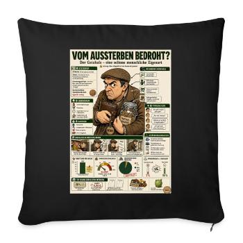 Der Geizhals – jeder Cent zählt - Sofakissenbezug 45 x 45 cm - Schwarz - Vorne