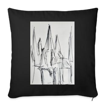 Silhouette de la ville en noir et blanc - Housse de coussin décorative 45 x 45 cm - noir - Devant
