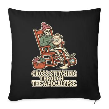Le point de croix à travers l’apocalypse - Housse de coussin décorative 45 x 45 cm - noir - Devant