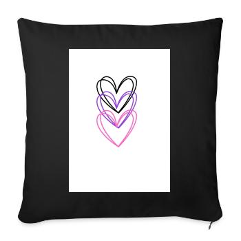 Drei-Herz-Farblinie - Sofakissenbezug 45 x 45 cm - Schwarz - Vorne