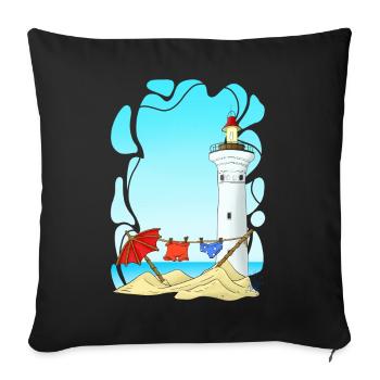Leuchtturm am Sunny Beach - Sofakissenbezug 45 x 45 cm - Schwarz - Vorne