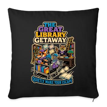 The Great Library Getaway – Bücher Humor - Sofakissenbezug 45 x 45 cm - Schwarz - Vorne