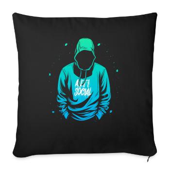 Anti Social Hoodie Gradient - Sofa pillowcase 17,3'' x 17,3'' (45 x 45 cm) - black - Front