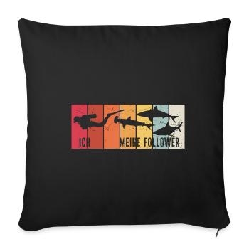 Ich Meine Follower Shark Haie Tauchen Taucher Vint - Sofakissenbezug 45 x 45 cm - Schwarz - Vorne