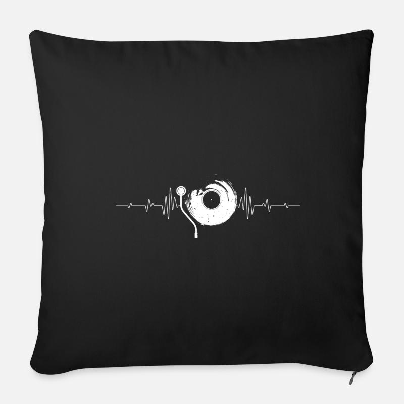 Vinyl Herzschlag Vinyl Schallplatte Musik Puls Ges - Sofakissenbezug 45 x 45 cm - Schwarz