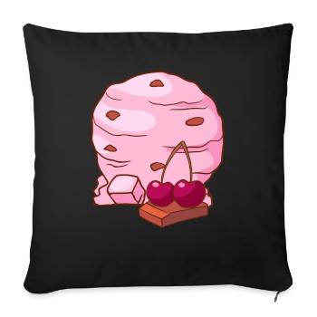 Kirsch Eis Speiseeis Eiskrem Eiscreme Kugeleis - Sofakissenbezug 45 x 45 cm - Schwarz - Vorne