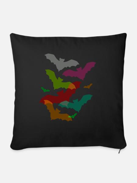 bunte Fledermäuse zu Halloween - Sofakissenbezug 45 x 45 cm - Schwarz