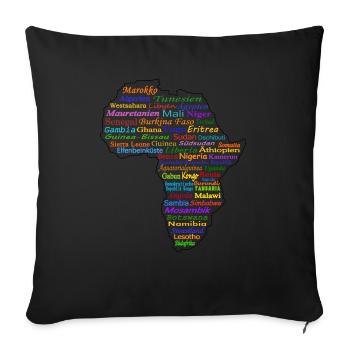 Afrika Länder Karte Umriss Ländernamen - Sofakissenbezug 45 x 45 cm - Schwarz - Vorne