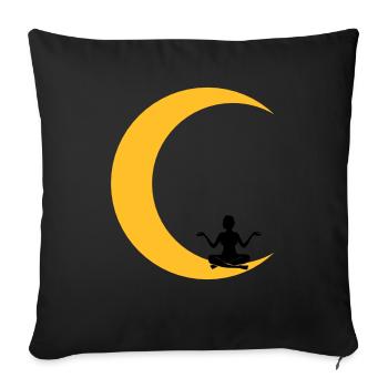 meditate moon yoga pray fitness woman love herself - Sofa pillowcase 17,3'' x 17,3'' (45 x 45 cm) - black - Front