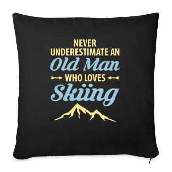 Never Underestimate An Old Man Who Loves Skiing - Sofa pillowcase 17,3'' x 17,3'' (45 x 45 cm) - black - Front