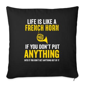 Musique de cor français Wladhorn Players Marching Band - Housse de coussin décorative 45 x 45 cm - noir - Devant