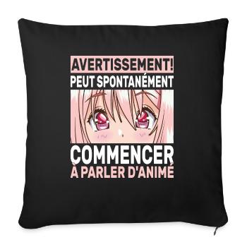 Japonais Otaku Japon Drôle Manga Kawaii Animé - Housse de coussin décorative 45 x 45 cm - noir - Devant