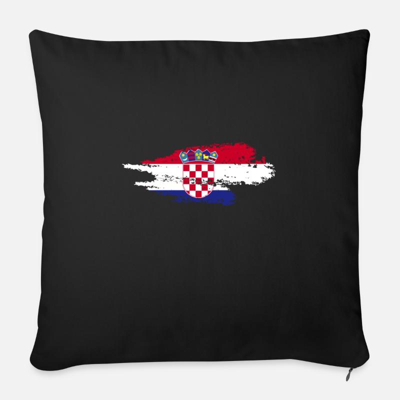 Croatie Drapeau croate Croate - Housse de coussin décorative 45 x 45 cm - noir