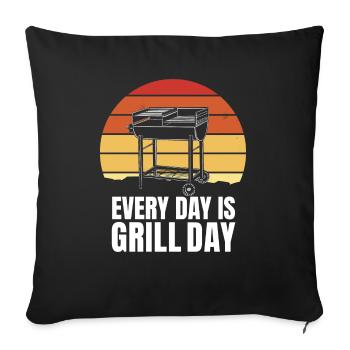 Grill Grill Day Grilled Food Grill Griller BBQ Meilleur - Housse de coussin décorative 45 x 45 cm - noir - Devant