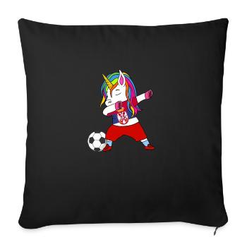 Serbie football dabbing cadeau - Housse de coussin décorative 45 x 45 cm - noir - Devant