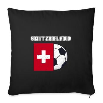 Cadeau drapeau de l’équipe de Suisse de football - Housse de coussin décorative 45 x 45 cm - noir - Devant