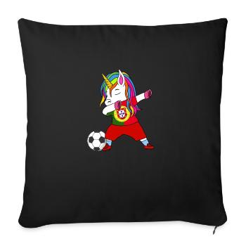 Portugal Football Dabbing Cadeau - Housse de coussin décorative 45 x 45 cm - noir - Devant
