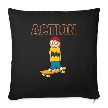 Skate Action - Sofa pillowcase 17,3'' x 17,3'' (45 x 45 cm) - black - Front