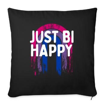 Just Bi Happy Bisexual LGBTQ Bi Pride LGBT - Housse de coussin décorative 45 x 45 cm - noir - Devant