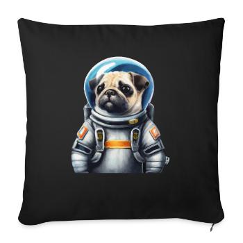 Pug dog in spacesuit Funny gift idea - Sofa pillowcase 17,3'' x 17,3'' (45 x 45 cm) - black - Front