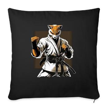 Karate Fighter Fox - Japanische Karateka - Sofakissenbezug 45 x 45 cm - Schwarz - Vorne