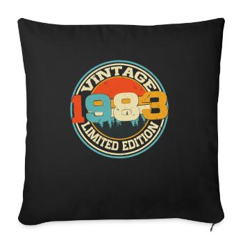Né en 1983 Vintage Anniversaire Rétro - Housse de coussin décorative 45 x 45 cm - noir - Devant