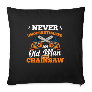 Cadeau à la tronçonneuse - Housse de coussin décorative 45 x 45 cm - noir - Devant