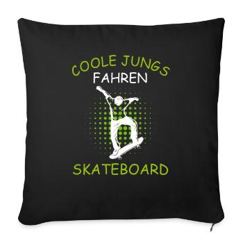 Coole Jungs fahren Skateboard - Sofakissenbezug 45 x 45 cm - Schwarz - Vorne