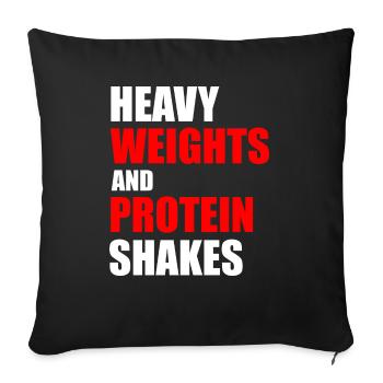 Schwere Gewichte und Proteinshakes - Sofakissenbezug 45 x 45 cm - Schwarz - Vorne