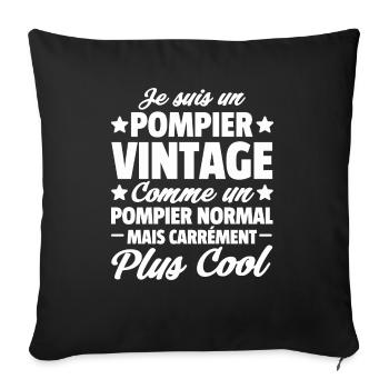 pompier vintage / cadeau pompier - Housse de coussin décorative 45 x 45 cm - noir - Devant