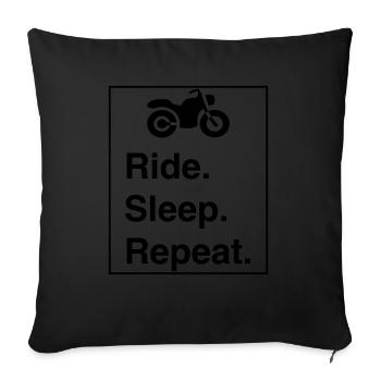 Design cool « Ride Sleep Repeat » pour lui et elle - Housse de coussin décorative 45 x 45 cm - noir - Devant